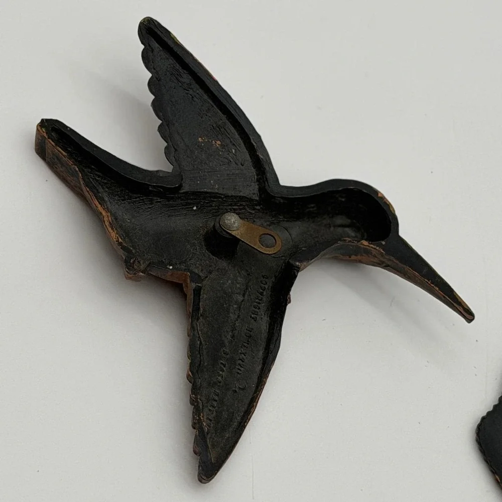 Vintage Dart Ind Mid Century Copper Tone Hummingbird and Butterfly Wall Deco Set
